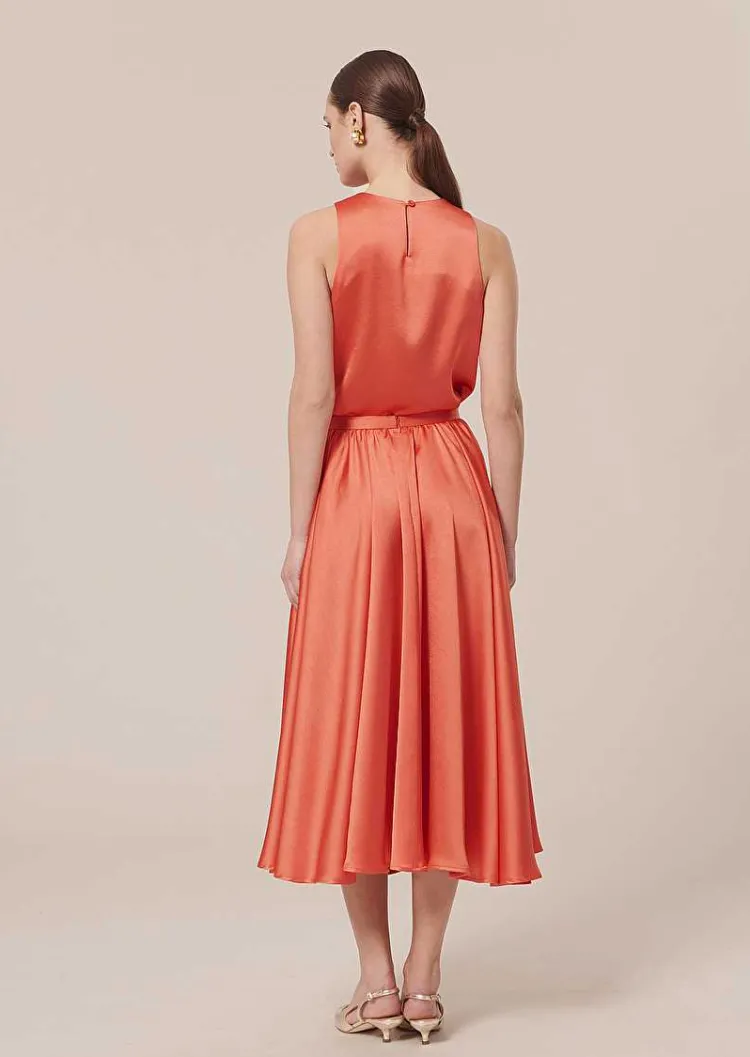 Jupe Jolanda Corail En Satin Fluide*TARA JARMON Clearance