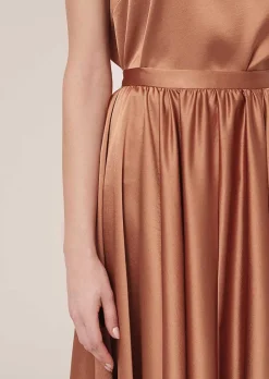 Jupe Jolanda Marron En Satin Fluide*TARA JARMON Fashion