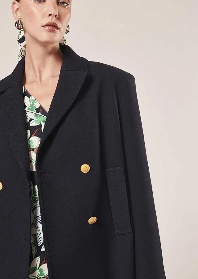 Manteau Marcello En Double Coton Bleu Nuit*TARA JARMON Outlet