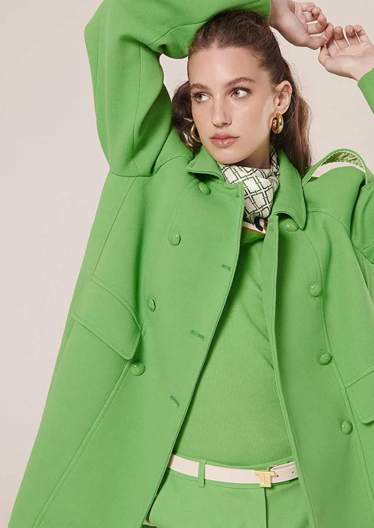 Manteau Marnie En Double Coton Vert*TARA JARMON Clearance