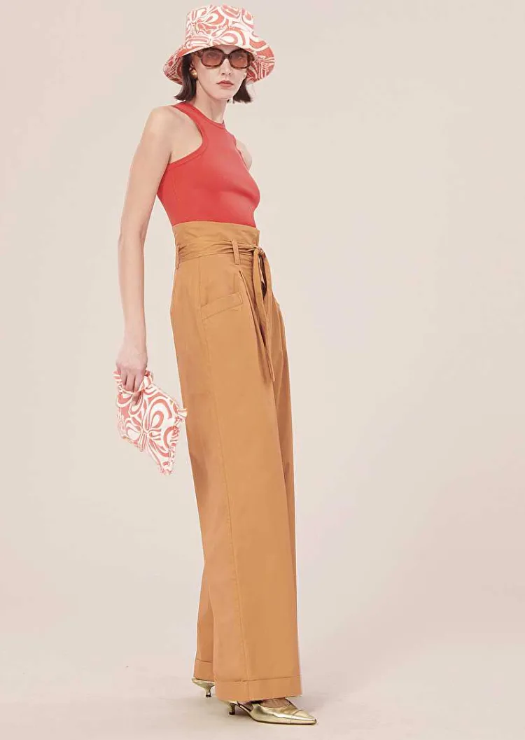 Pantalon En Popeline Marron Pyla*TARA JARMON Online