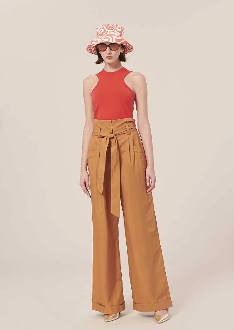 Pantalon En Popeline Marron Pyla*TARA JARMON Online