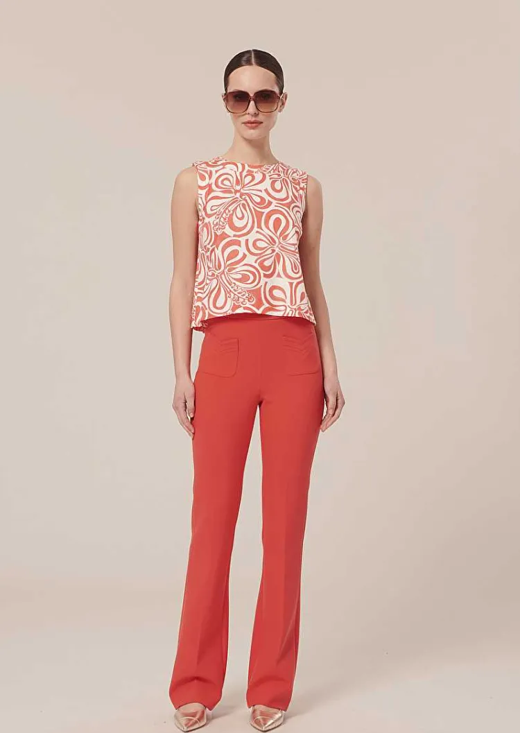 Pantalon En Toile Double Phoenix Corail*TARA JARMON Online
