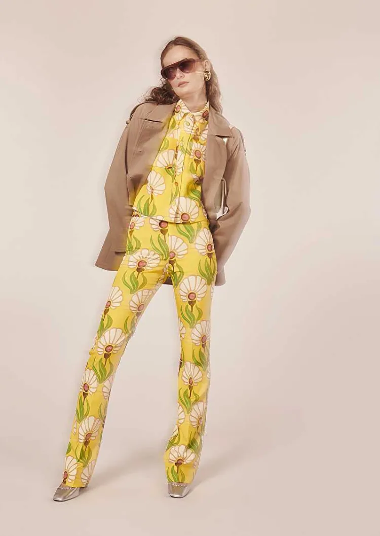 Pantalon Imprime Fleurs Jaunes Paivan*TARA JARMON Sale