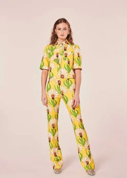 Pantalon Imprime Fleurs Jaunes Paivan*TARA JARMON Sale