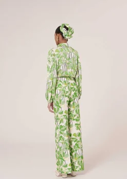 Pantalon Imprime Floral Vert Primavera*TARA JARMON Hot