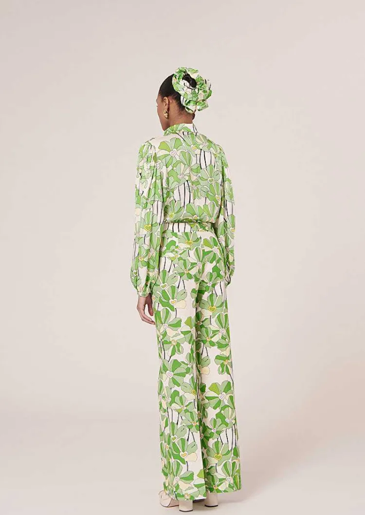 Pantalon Imprime Floral Vert Primavera*TARA JARMON Hot
