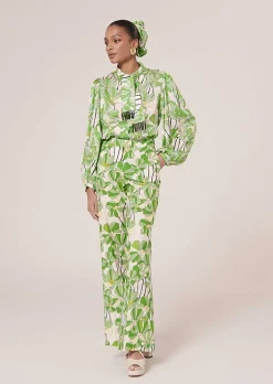 Pantalon Imprime Floral Vert Primavera*TARA JARMON Hot