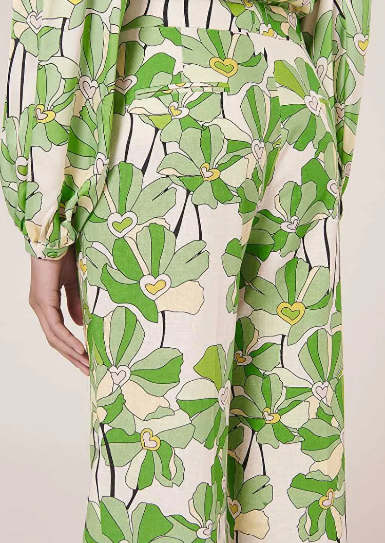 Pantalon Imprime Floral Vert Primavera*TARA JARMON Hot