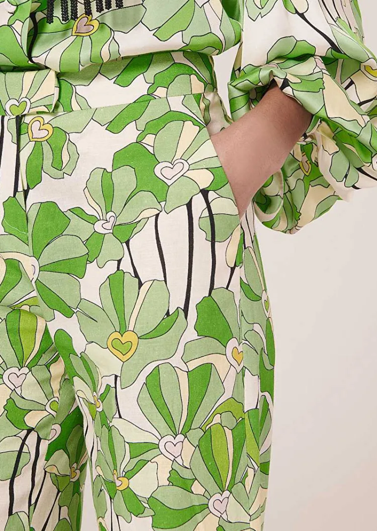 Pantalon Imprime Floral Vert Primavera*TARA JARMON Hot