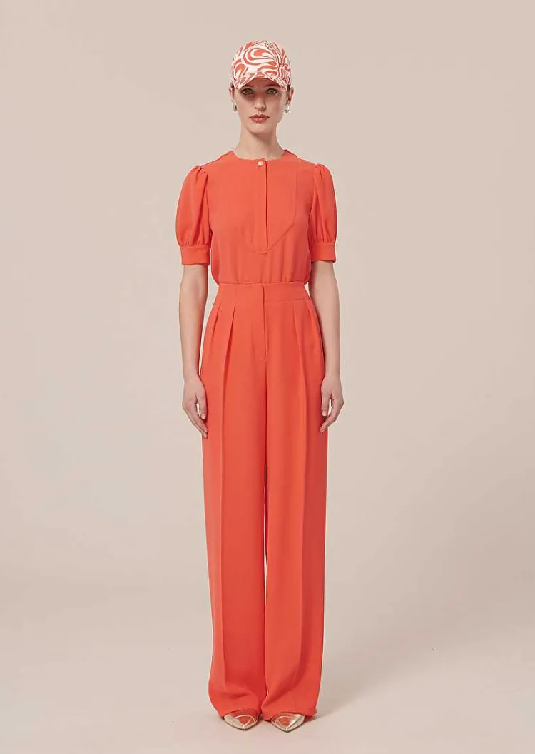 Pantalon Parigi En Crepe Corail*TARA JARMON Best