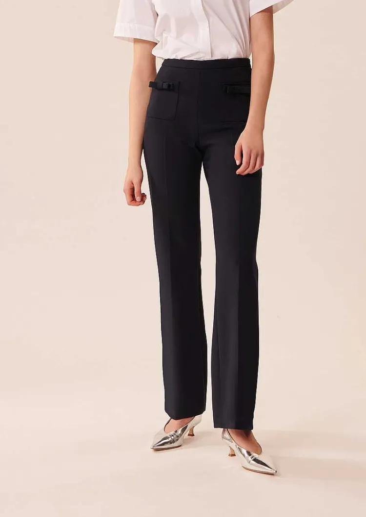 Pantalon Perlita En Tissu Double Bleu Nuit*TARA JARMON Sale