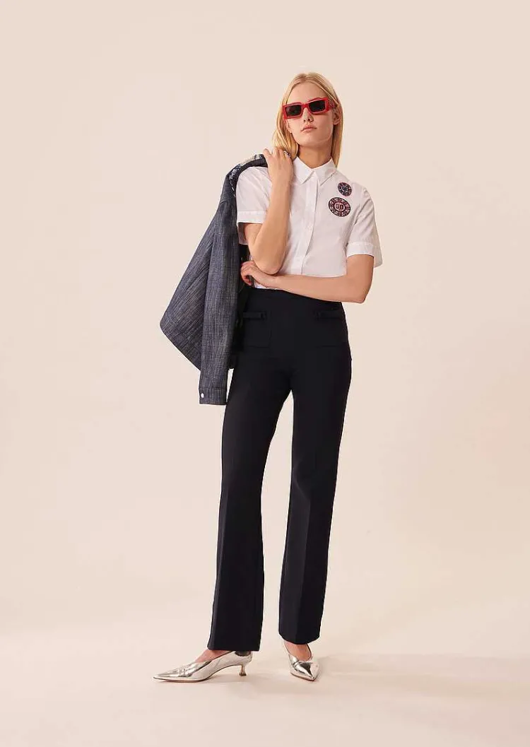 Pantalon Perlita En Tissu Double Bleu Nuit*TARA JARMON Sale