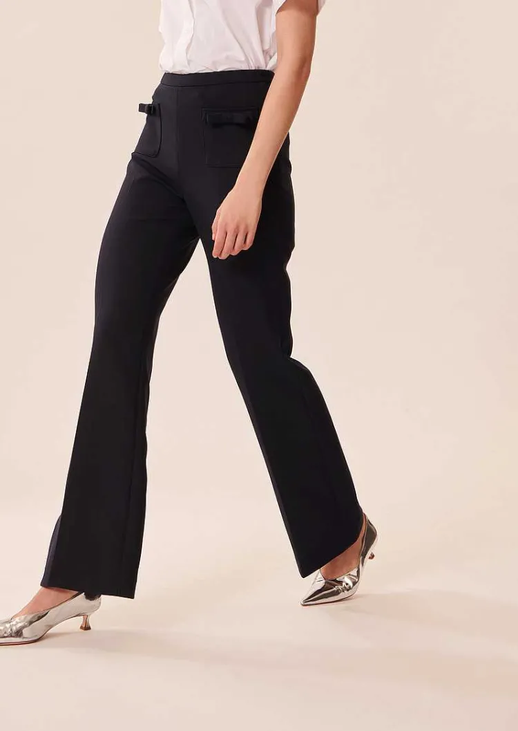 Pantalon Perlita En Tissu Double Bleu Nuit*TARA JARMON Sale