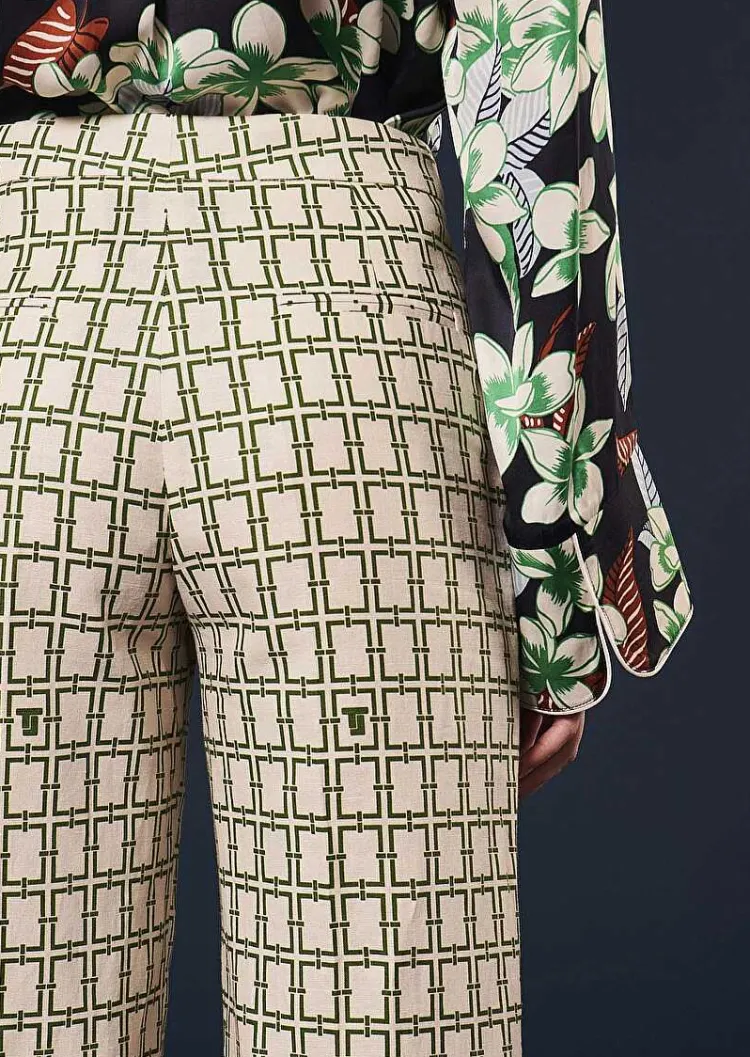 Pantalon Primavera Ecru Avec Motif Graphique Vert*TARA JARMON Fashion