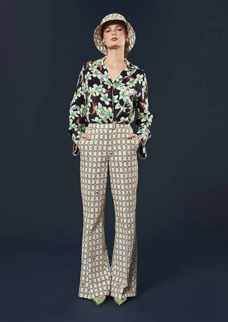Pantalon Primavera Ecru Avec Motif Graphique Vert*TARA JARMON Fashion