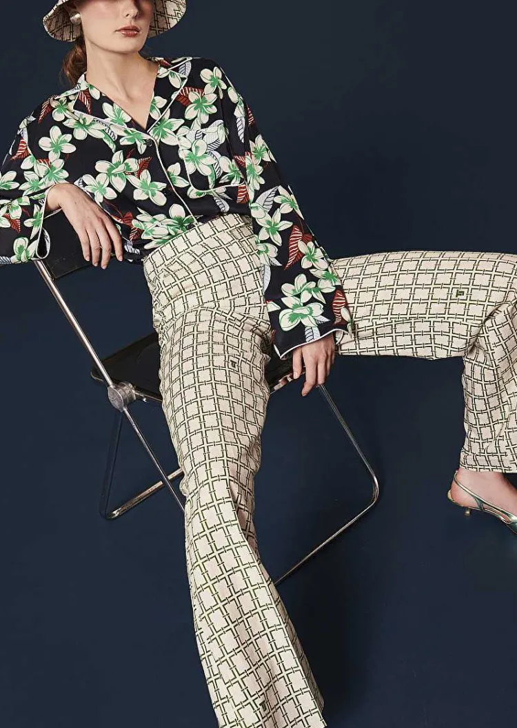 Pantalon Primavera Ecru Avec Motif Graphique Vert*TARA JARMON Fashion