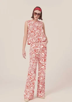 Pantalon Prosper Ecru Avec Motif Graphique Corail*TARA JARMON Online