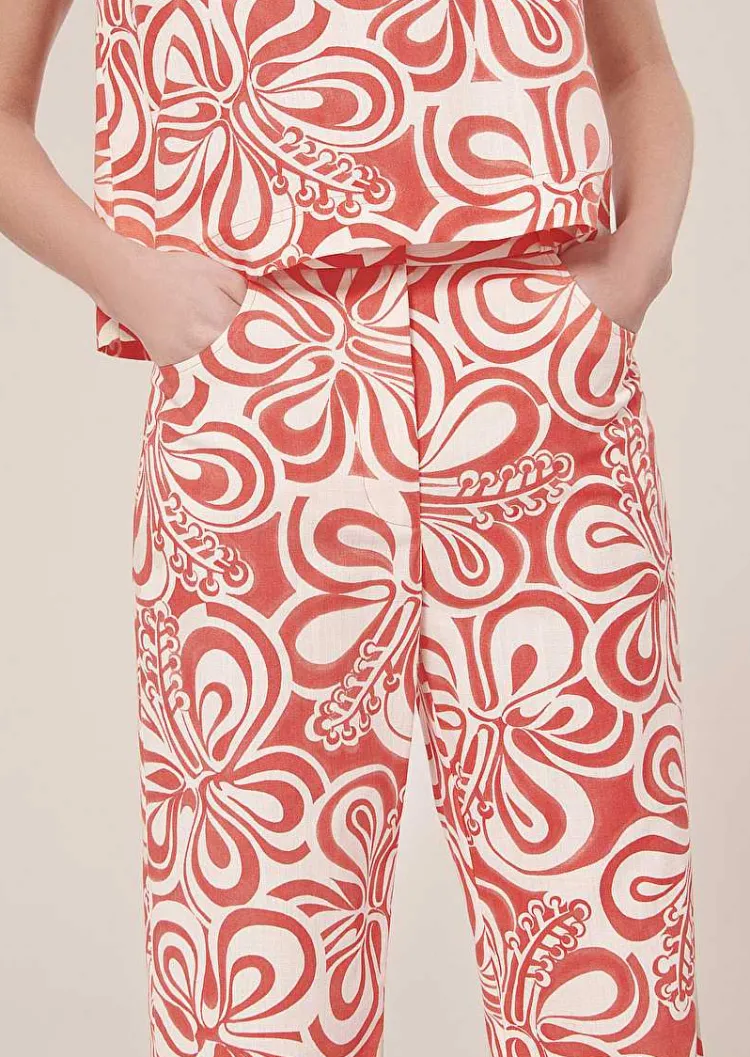 Pantalon Prosper Ecru Avec Motif Graphique Corail*TARA JARMON Online