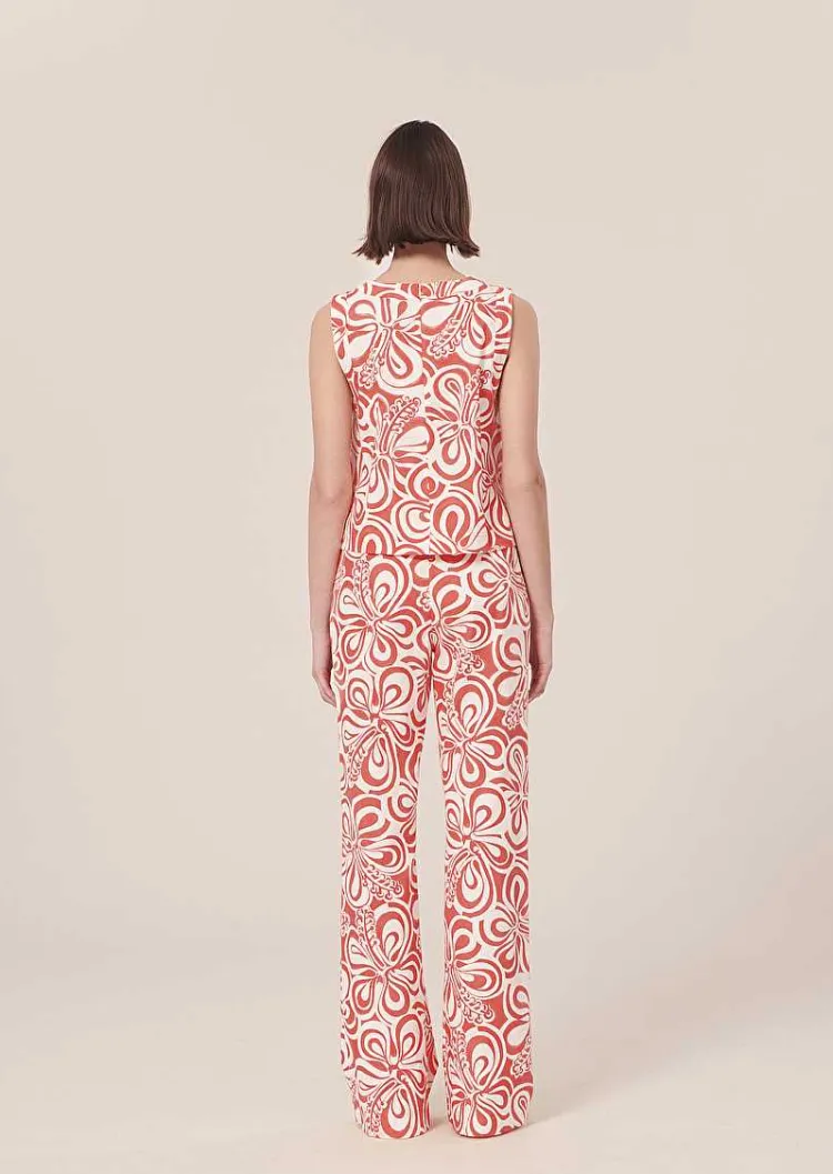 Pantalon Prosper Ecru Avec Motif Graphique Corail*TARA JARMON Online