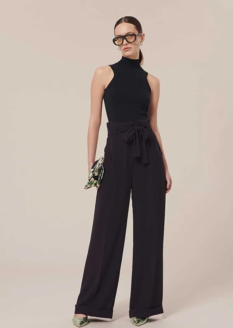 Pantalon Pyla En Crepe Bleu Nuit*TARA JARMON Online