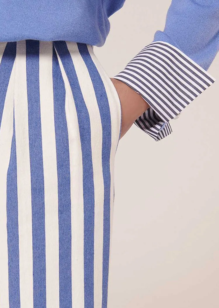 Pantalon Raye Bleu Parigi*TARA JARMON New