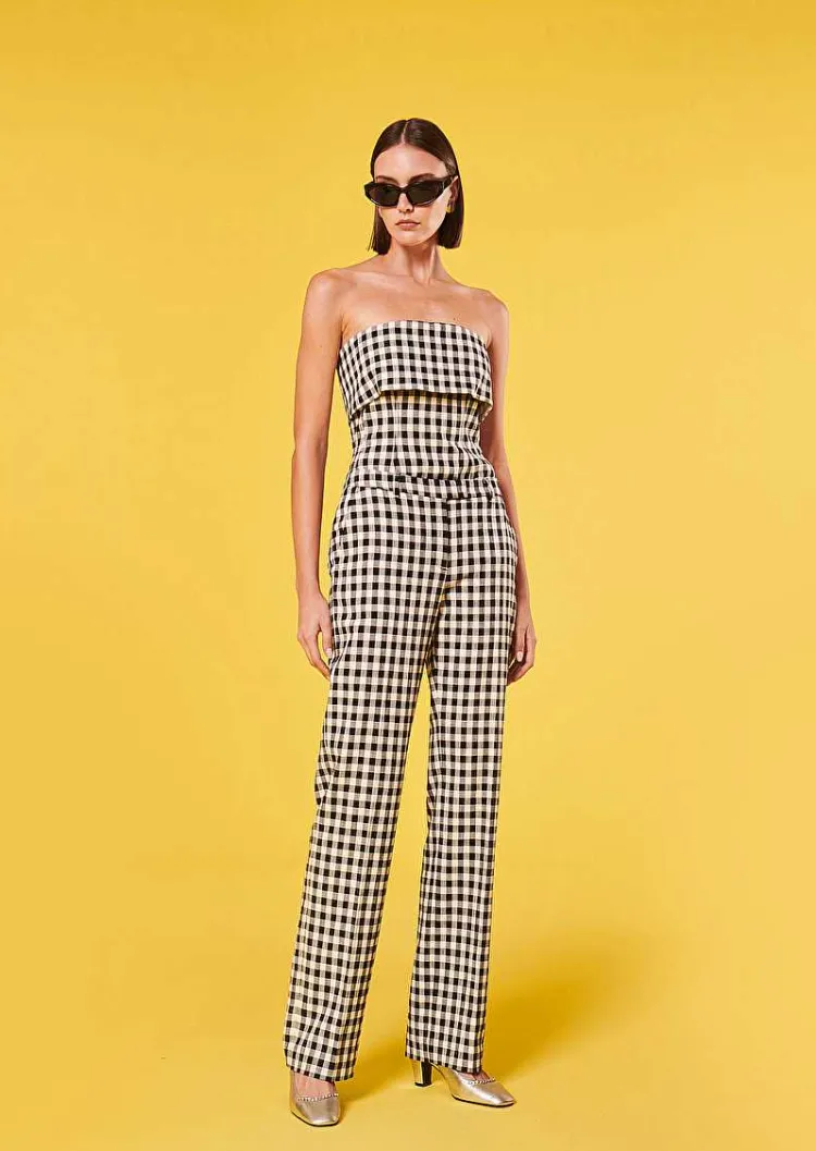 Pantalon Vichy Noir Peter*TARA JARMON Clearance