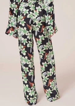 Porticcio Pantalon Imprime Fleurs Bleu Nuit*TARA JARMON New