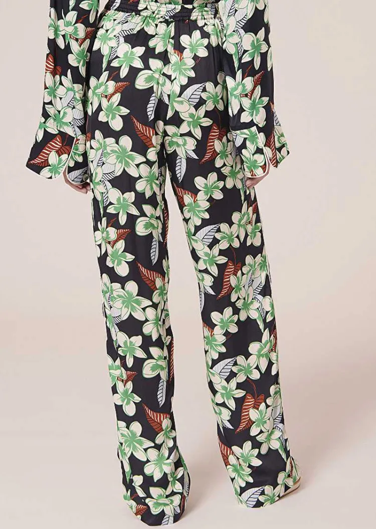 Porticcio Pantalon Imprime Fleurs Bleu Nuit*TARA JARMON New