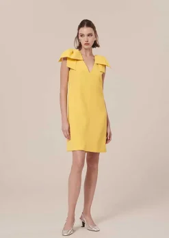 Remarquable Robe En Crepe Jaune*TARA JARMON Hot
