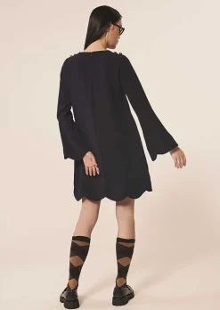 Robe En Crepe Bleu Nuit Ruoda*TARA JARMON Outlet