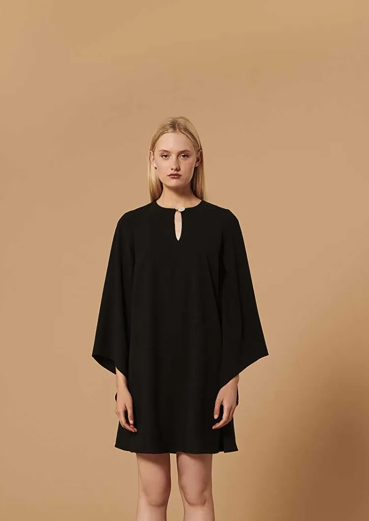 Robe Raonie Noire En Crepe*TARA JARMON Clearance