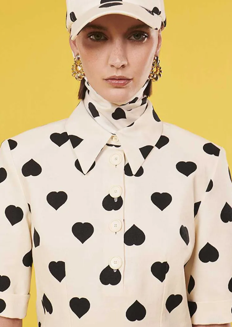 Robe Robin Ecru Avec Pois Noirs Coeurs*TARA JARMON Best