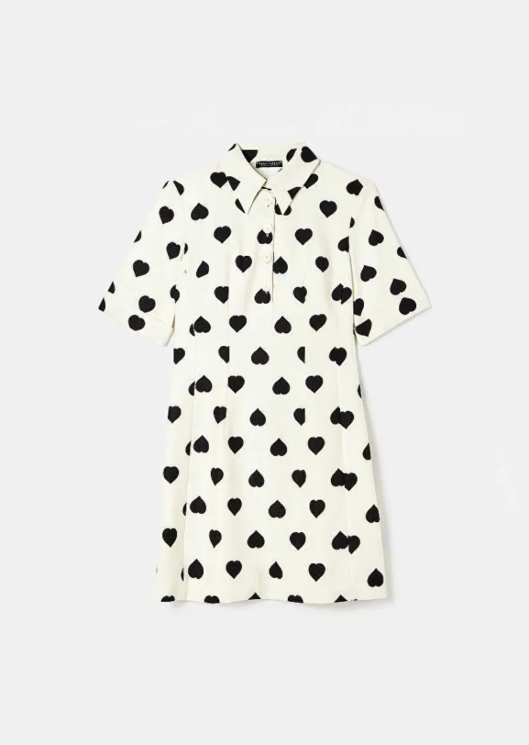 Robe Robin Ecru Avec Pois Noirs Coeurs*TARA JARMON Best