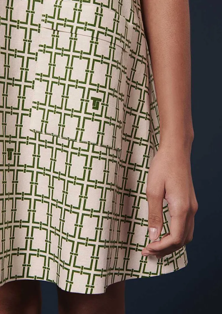 Robe Romarin Ecru Avec Motif Graphique Vert*TARA JARMON Best