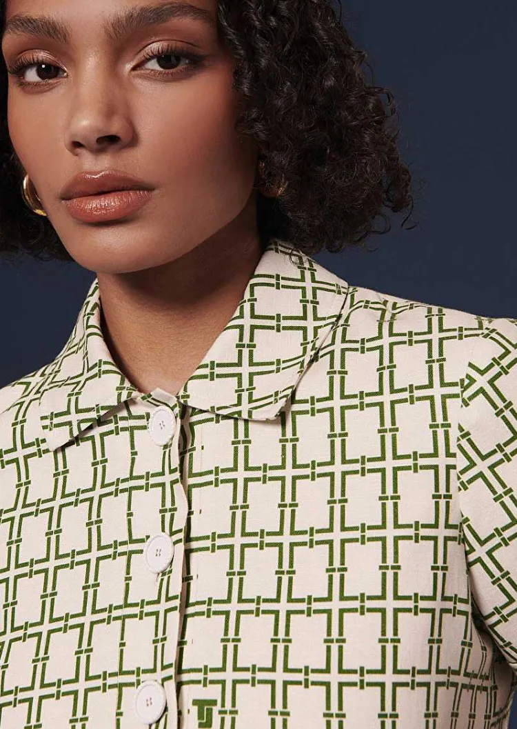 Robe Romarin Ecru Avec Motif Graphique Vert*TARA JARMON Best