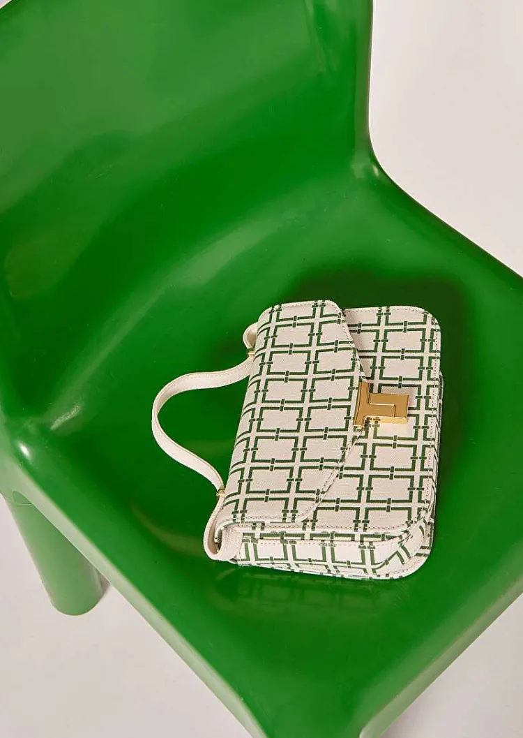 Sac 8 Bis Ecru Avec Design Graphique Vert*TARA JARMON Discount