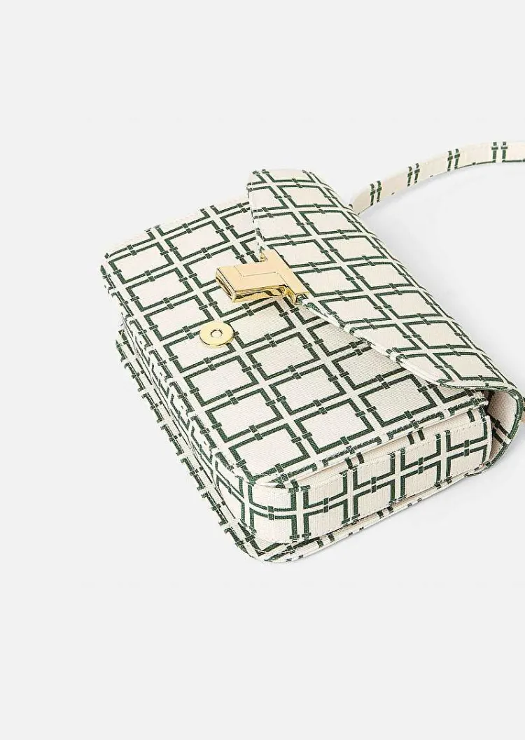 Sac 8 Bis Ecru Avec Design Graphique Vert*TARA JARMON Discount