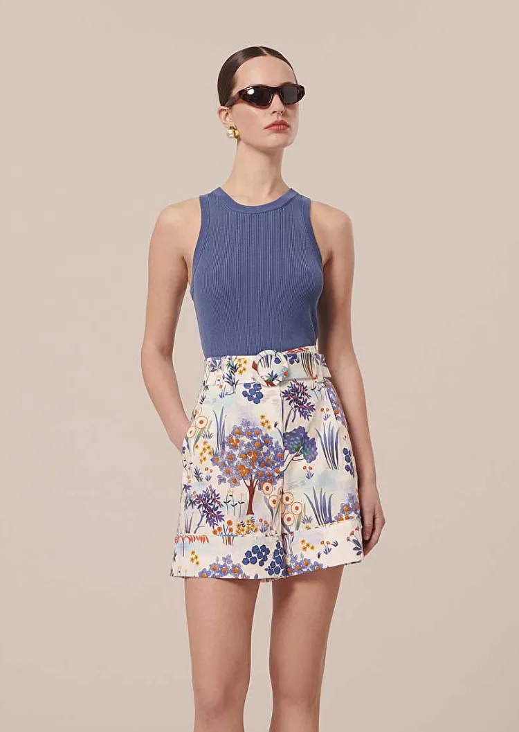 Short En Coton Imprime Fleuri Bleu Shelby*TARA JARMON Fashion
