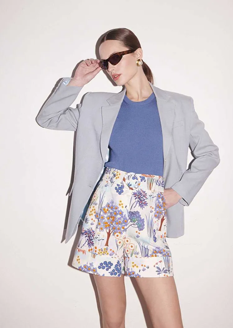 Short En Coton Imprime Fleuri Bleu Shelby*TARA JARMON Fashion