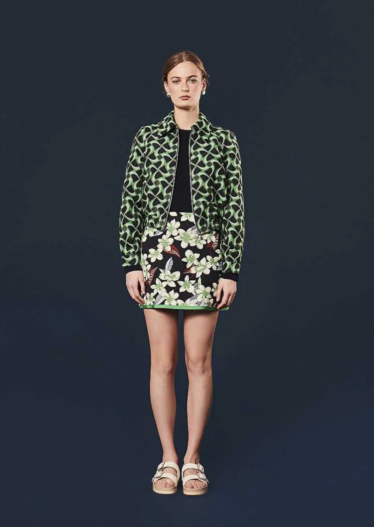 Veste Balthazar Bleu Nuit Avec Motif Graphique Vert*TARA JARMON Sale