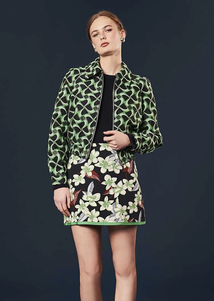 Veste Balthazar Bleu Nuit Avec Motif Graphique Vert*TARA JARMON Sale