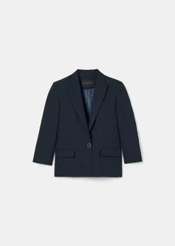 Veste De Costume En Laine Froide Bleu Nuit Vancouvereur*TARA JARMON Discount