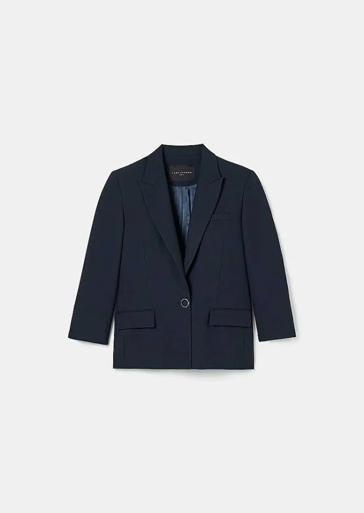Veste De Costume En Laine Froide Bleu Nuit Vancouvereur*TARA JARMON Discount