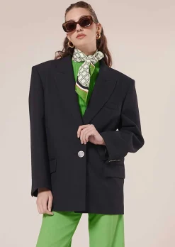 Veste De Costume En Laine Froide Bleu Nuit Vancouvereur*TARA JARMON Discount