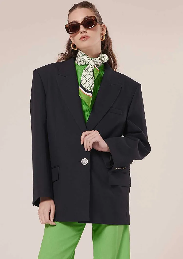 Veste De Costume En Laine Froide Bleu Nuit Vancouvereur*TARA JARMON Discount