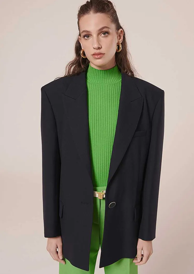 Veste De Costume En Laine Froide Bleu Nuit Vancouvereur*TARA JARMON Discount