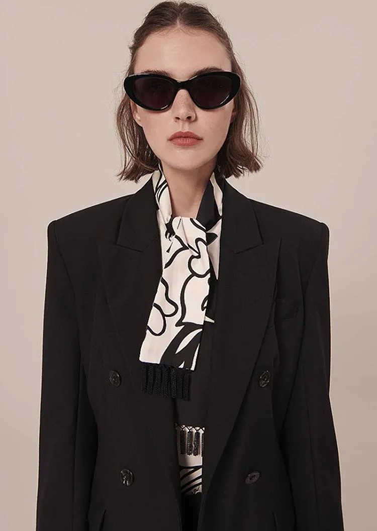 Veste De Costume En Laine Froide Noire Viola*TARA JARMON Discount