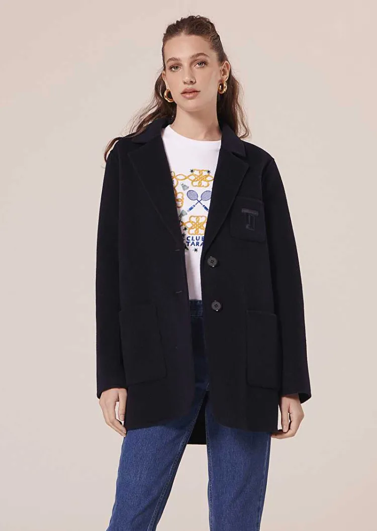 Virgilio Veste En Laine Double Face Bleu Nuit*TARA JARMON Sale